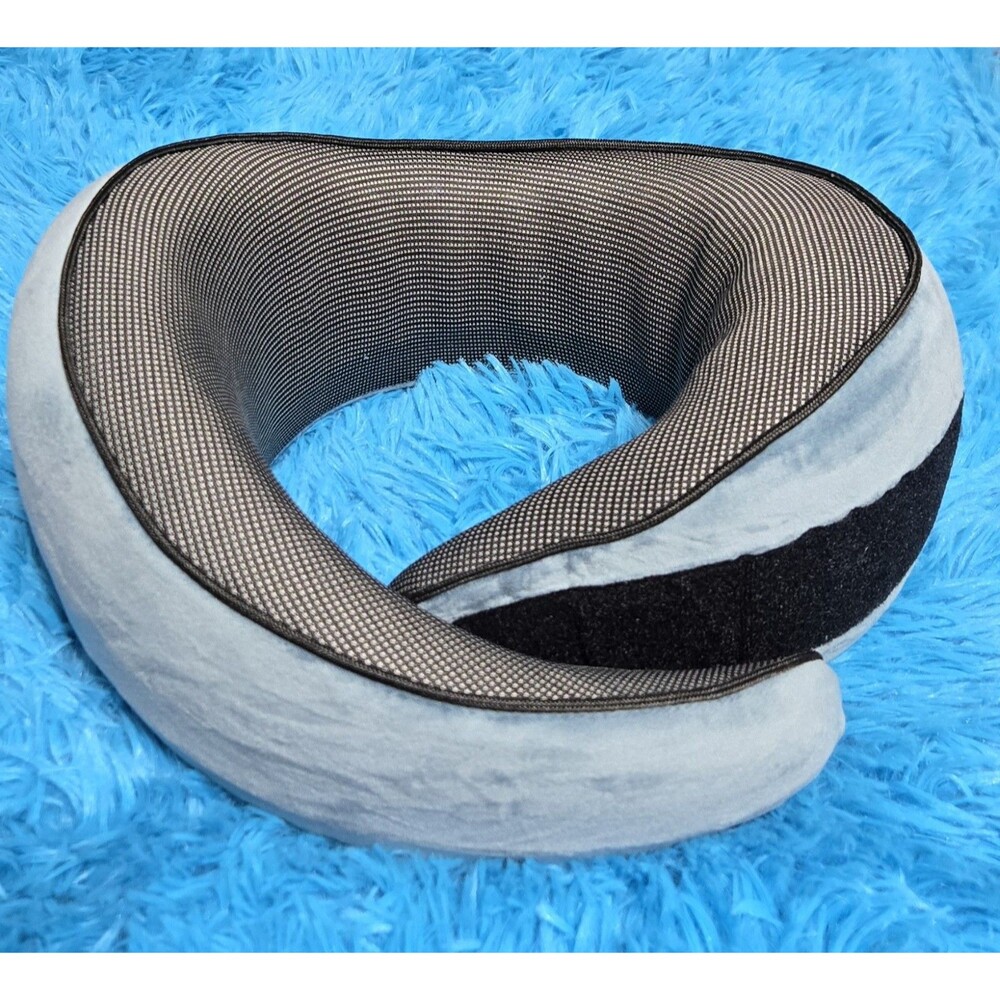Contoured Memory Foam Neck Travel Pillow w/drawstring carrying bag- Peacock Blue